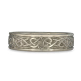 Narrow Celtic Hearts Wedding Ring in 14K White Gold