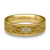 Narrow Tulip Braid Wedding Ring with Diamonds in 14K Yellow Gold