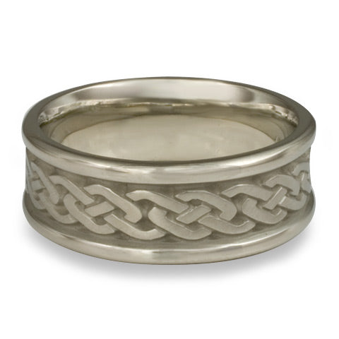 Narrow Self Bordered Celtic Link Wedding Ring in 14K White Gold