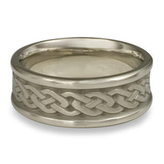 Narrow Self Bordered Celtic Link Wedding Ring in 14K White Gold