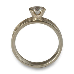 Extra Narrow Labyrinth Engagement Ring with Diamonds in 14K White Gold