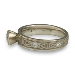 Extra Narrow Labyrinth Engagement Ring with Diamonds in 14K White Gold