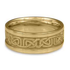 Narrow Self Bordered Labyrinth Wedding Ring in 18K Yellow Gold