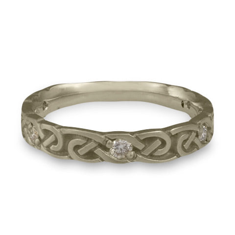 Narrow Borderless Infinity With Diamonds Wedding Ring in 14K White Gold