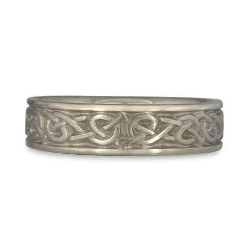 Narrow Celtic Hearts Wedding Ring in 14K White Gold