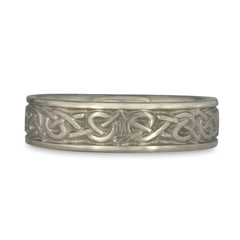 Narrow Celtic Hearts Wedding Ring in 14K White Gold