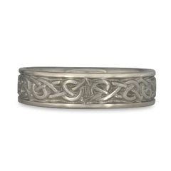 Narrow Celtic Hearts Wedding Ring in Palladium