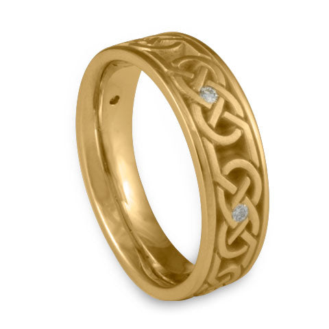 Narrow Love Knot With Diamonds Wedding Ring in 14K Yellow Gold