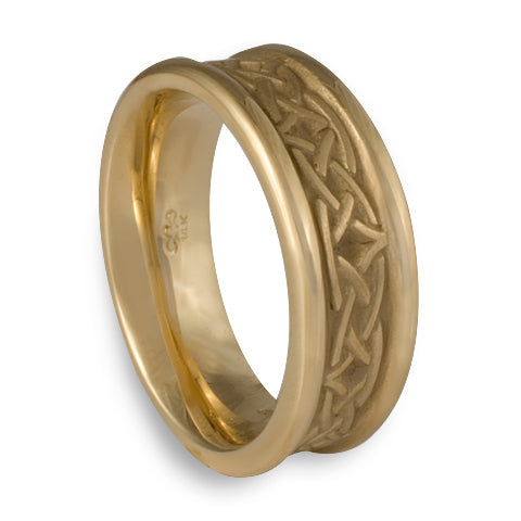 Extra Narrow Self Bordered Celtic Arches Wedding Ring in 14K Yellow Gold