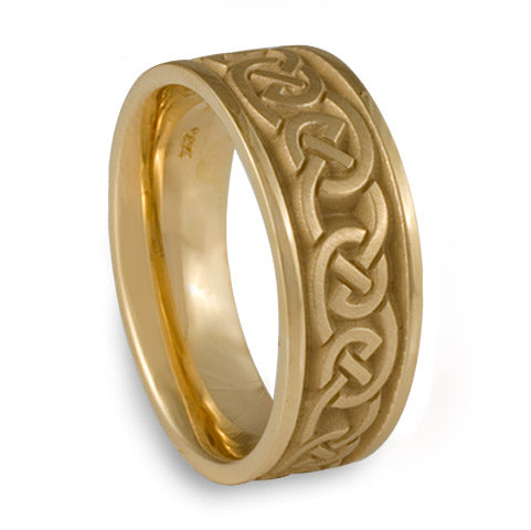 Wide Cheek to Cheek Wedding Ring in 14K Yellow Gold