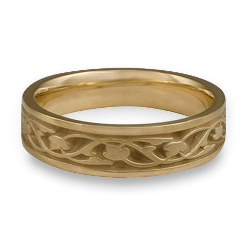 Narrow Tulips and Vines Wedding Ring in 14K Yellow Gold