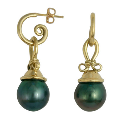 Black Tahitian Pearl Knot Earrings