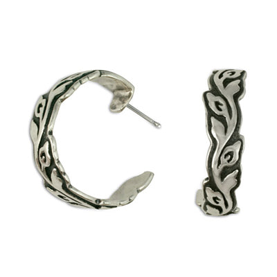 Flores Silver Hoop Earrings