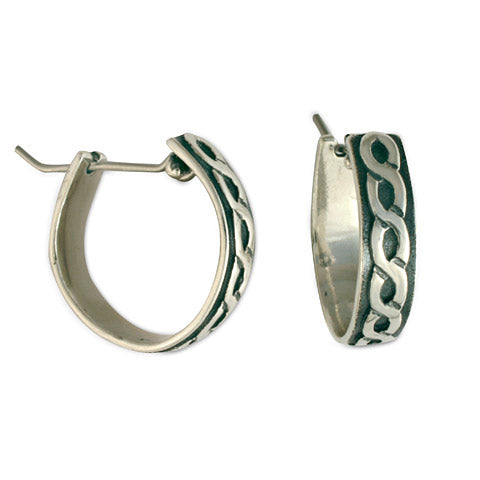 Rope Hoop Silver Earrings