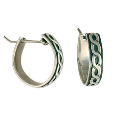 Rope Hoop Silver Earrings