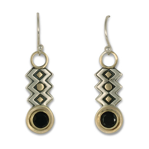 Zig Zag Earrings with Gem