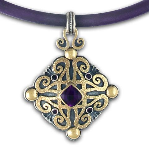 Shonifico Pendant with Amethyst on Leather