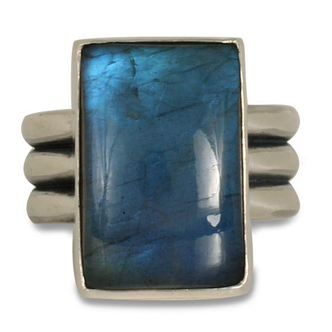 One-of-a-Kind Labradorite Three Bar Ring