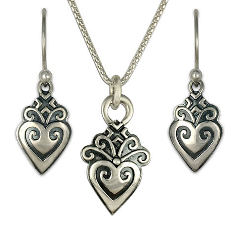 Corazonita Earrings and Pendant Set