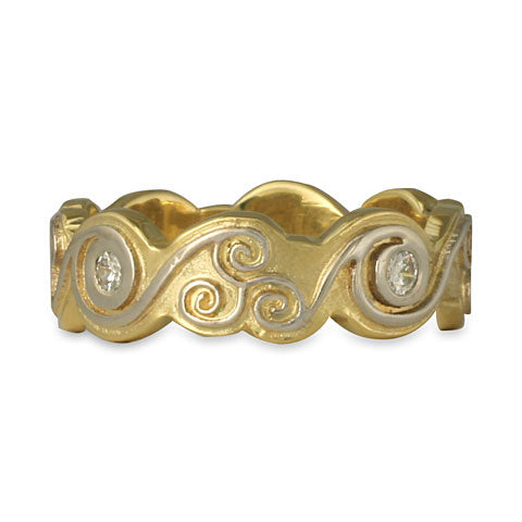 Triscali with Diamonds Ring Two Tone Gold