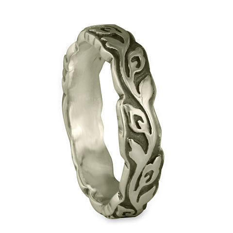 Narrow Borderless Flores Wedding Ring in Sterling Silver
