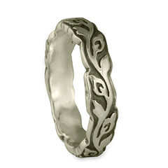 Narrow Borderless Flores Wedding Ring in Sterling Silver