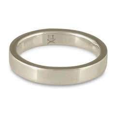 Flat Comfort Fit Wedding Ring, 14K White Gold 4mm Wide by 2mm Thick