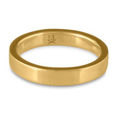 Flat Comfort Fit Wedding Ring, 14K Yellow Gold 4mm Wide by 2mm Thick