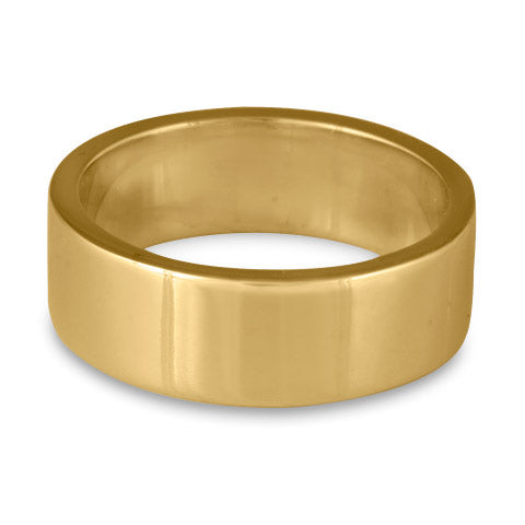 Flat Comfort Fit Wedding Ring, 14K Yellow Gold 8mm Wide by 2mm Thick