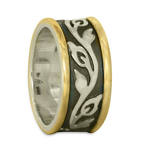 Wide Bordered Flores Wedding Ring (GSG)